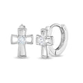 Open CZ Cross Children's Hoop Earrings