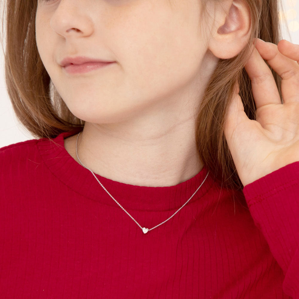 Dainty Puffed Heart Girls Necklace