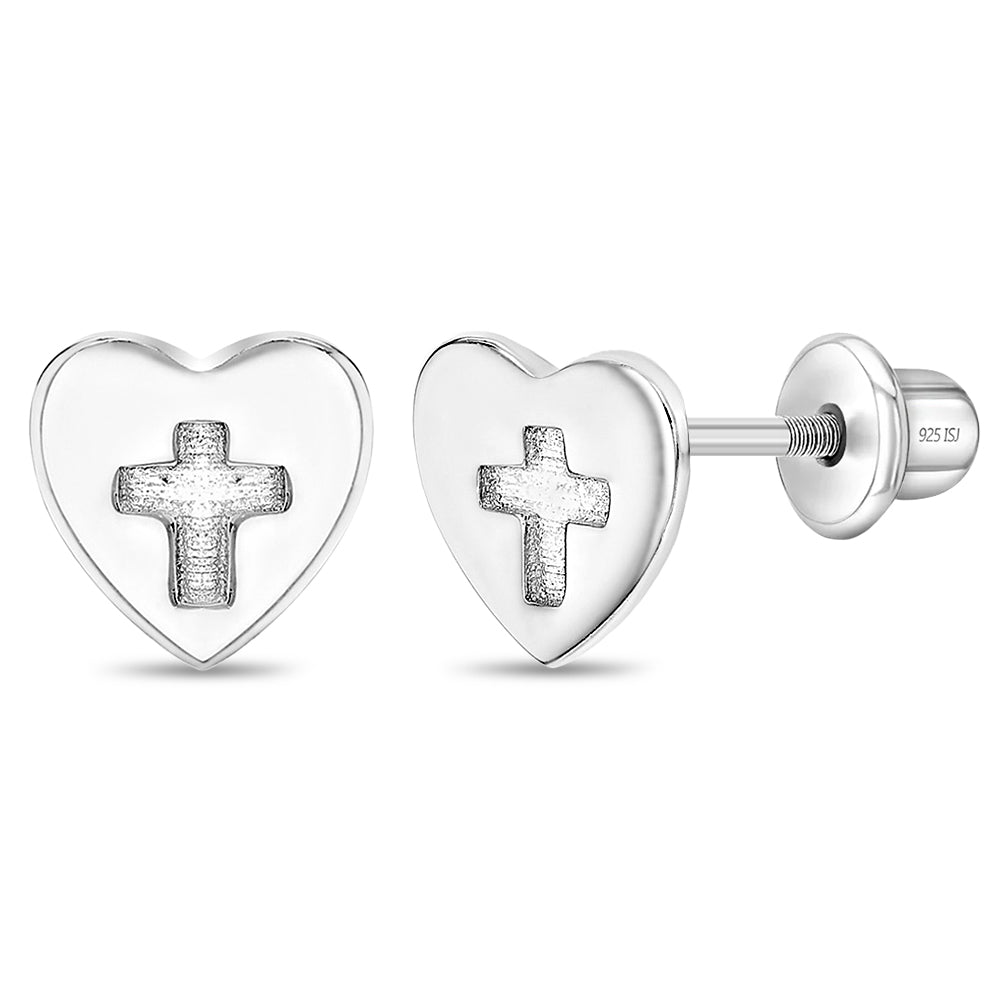 Heart & Cross Child Earrings