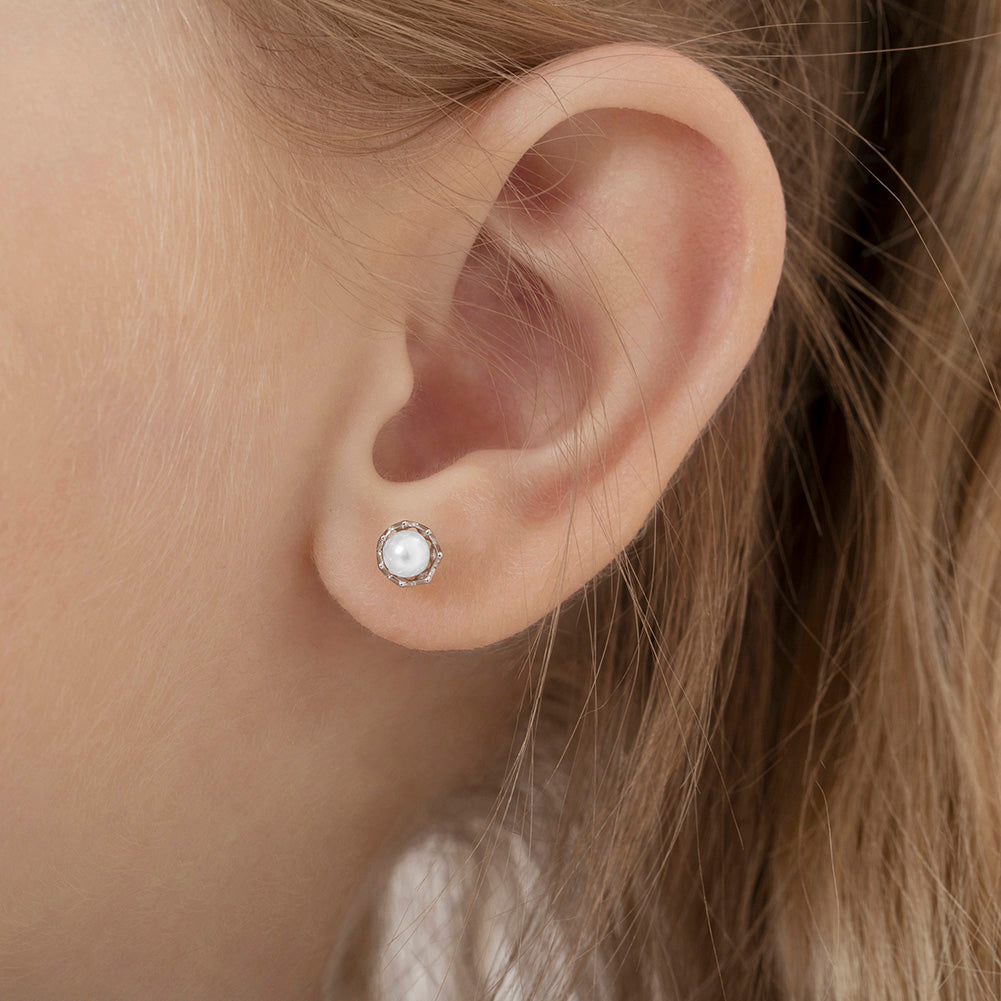 Pearls in a Basket Girl Earrings