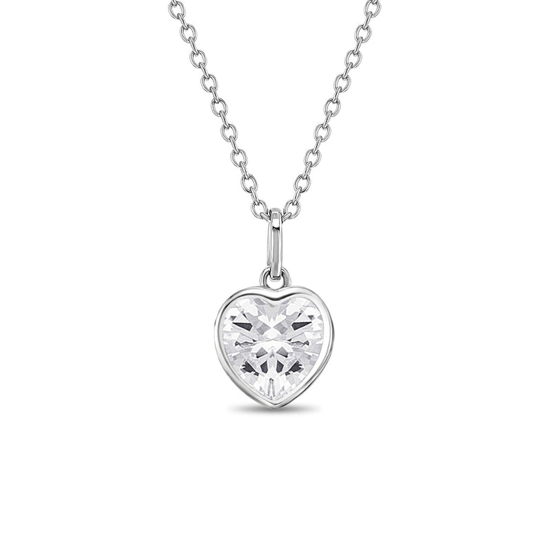 CZ Birthstone Heart Girls Necklace