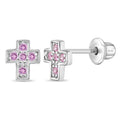 Tiny Classic CZ Cross Kids Earrings