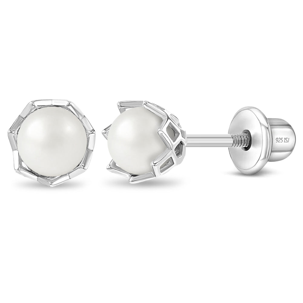 Pearls in a Basket Girl Earrings