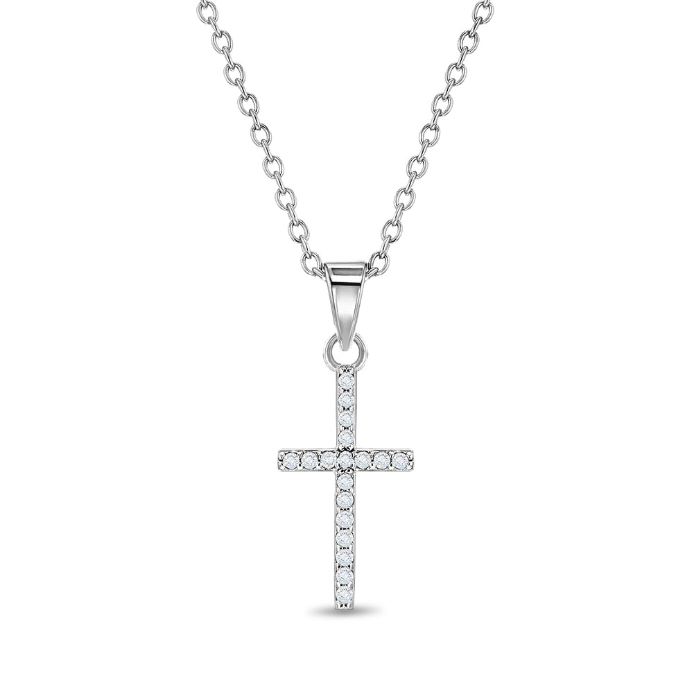 Cubic Zirconia Religious Cross Children's Necklace