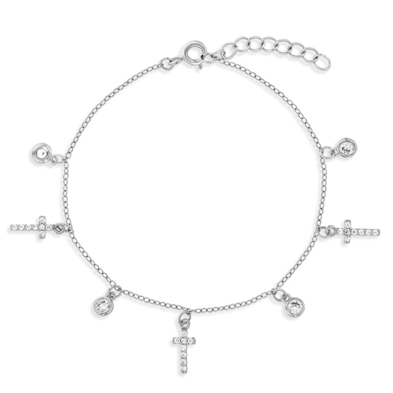 Cross Charm & CZ Kids Bracelet