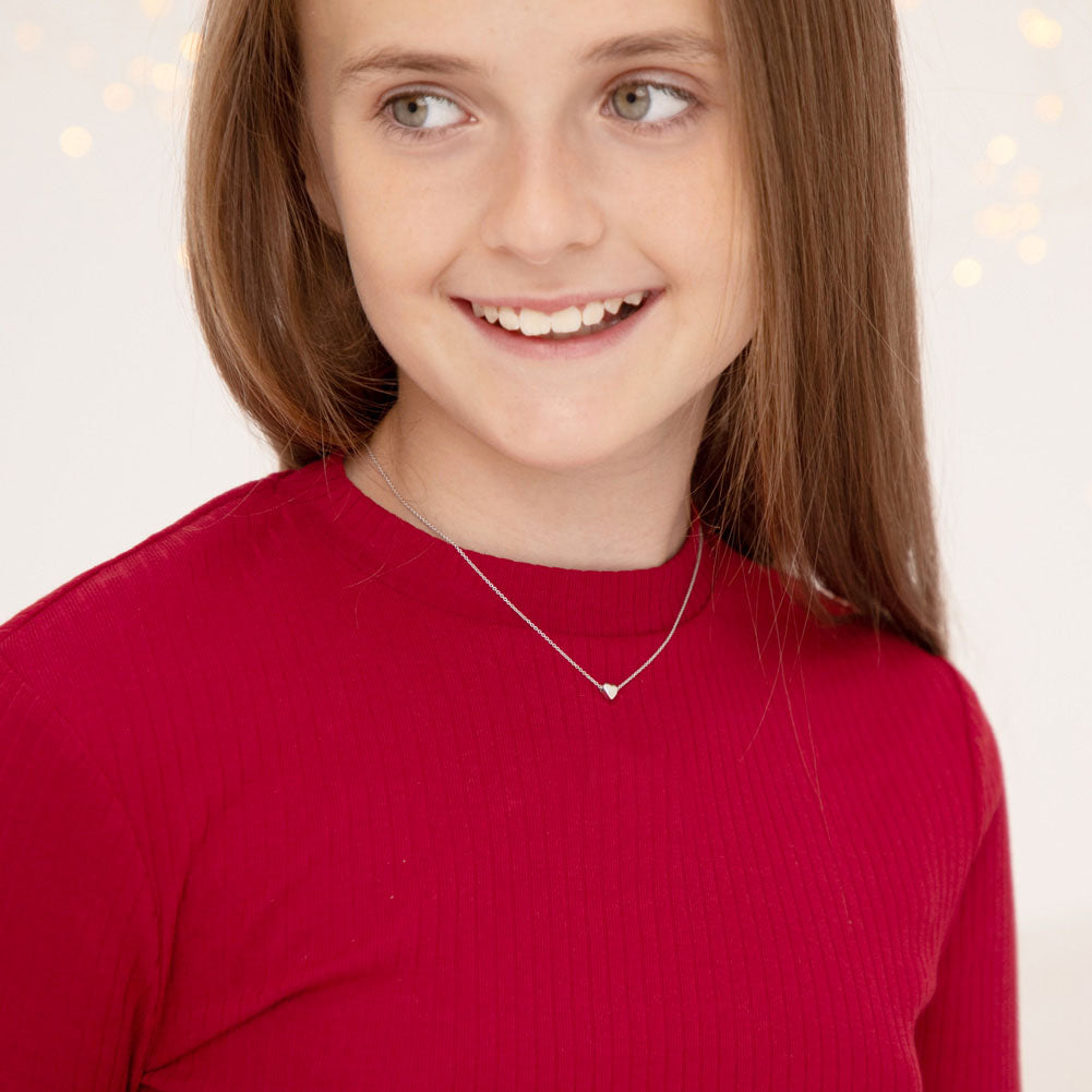 Dainty Puffed Heart Girls Necklace