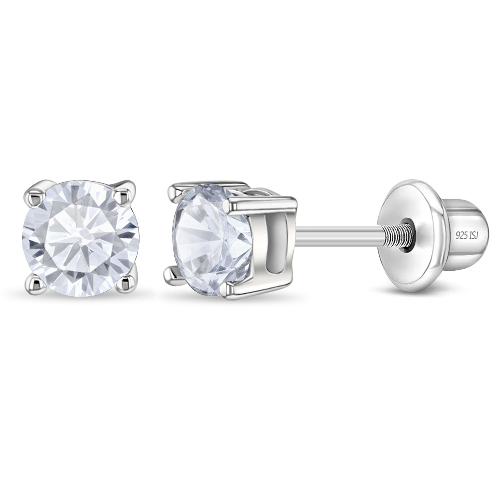 Classic Round Solitaire Girl Earrings