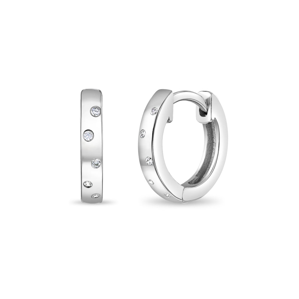 Staggered Gems Hoop Earrings