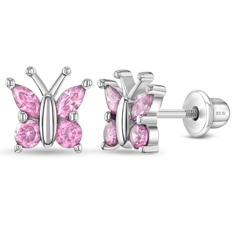 Dainty CZ Butterfly Toddler Earrings