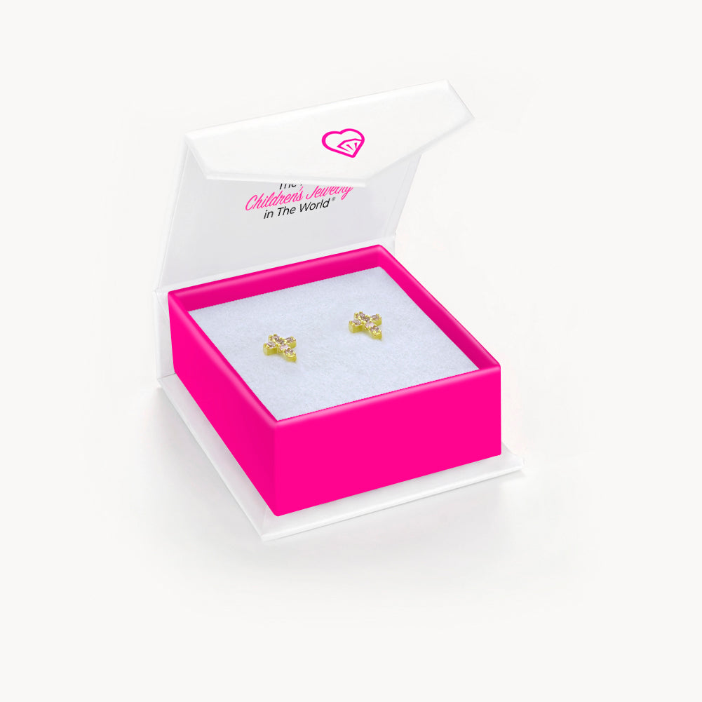 Cubic Zirconia Cross Girl Earrings