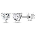 CZ Birthstone Heart Solitaire Children Earrings