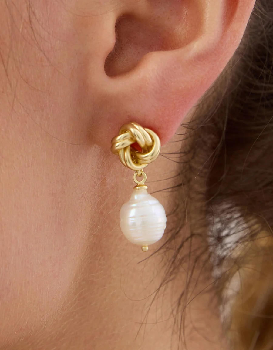 Knotted Pearl Earrings Pearl