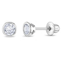 Bezel Set Solitaire Girl Earrings