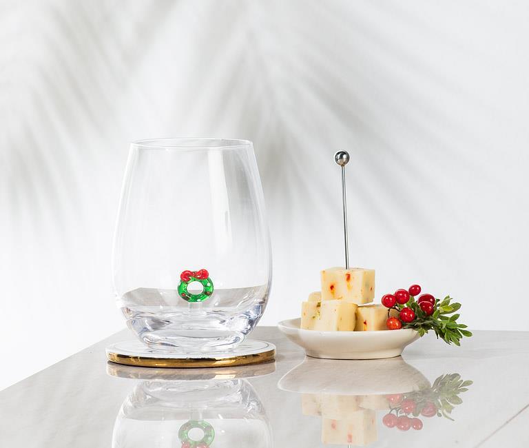 Wreath Icon Stemless Wine Glass