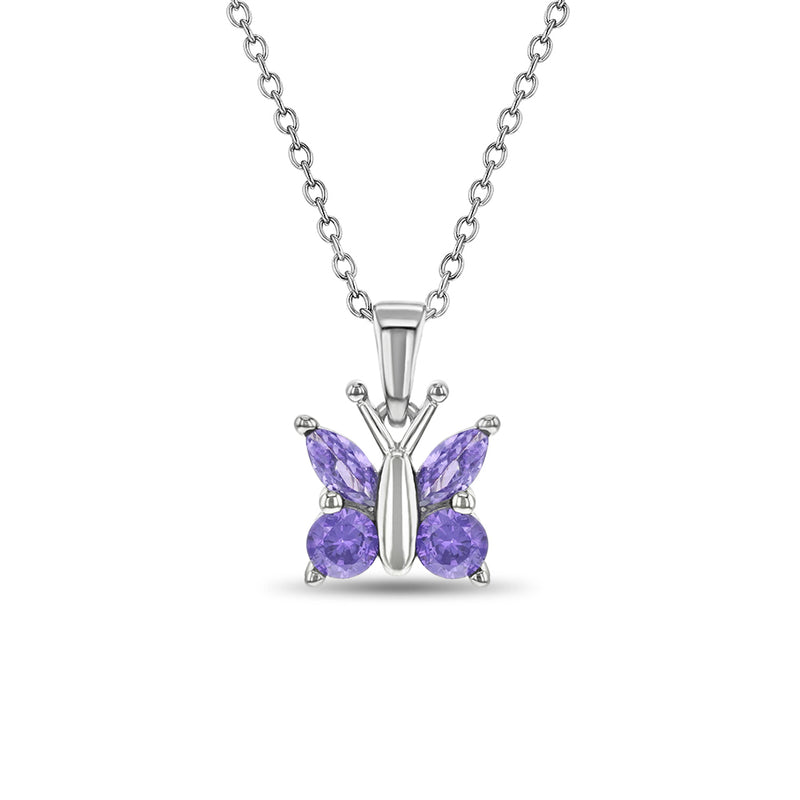 Purple CZ Butterfly Children's Necklace