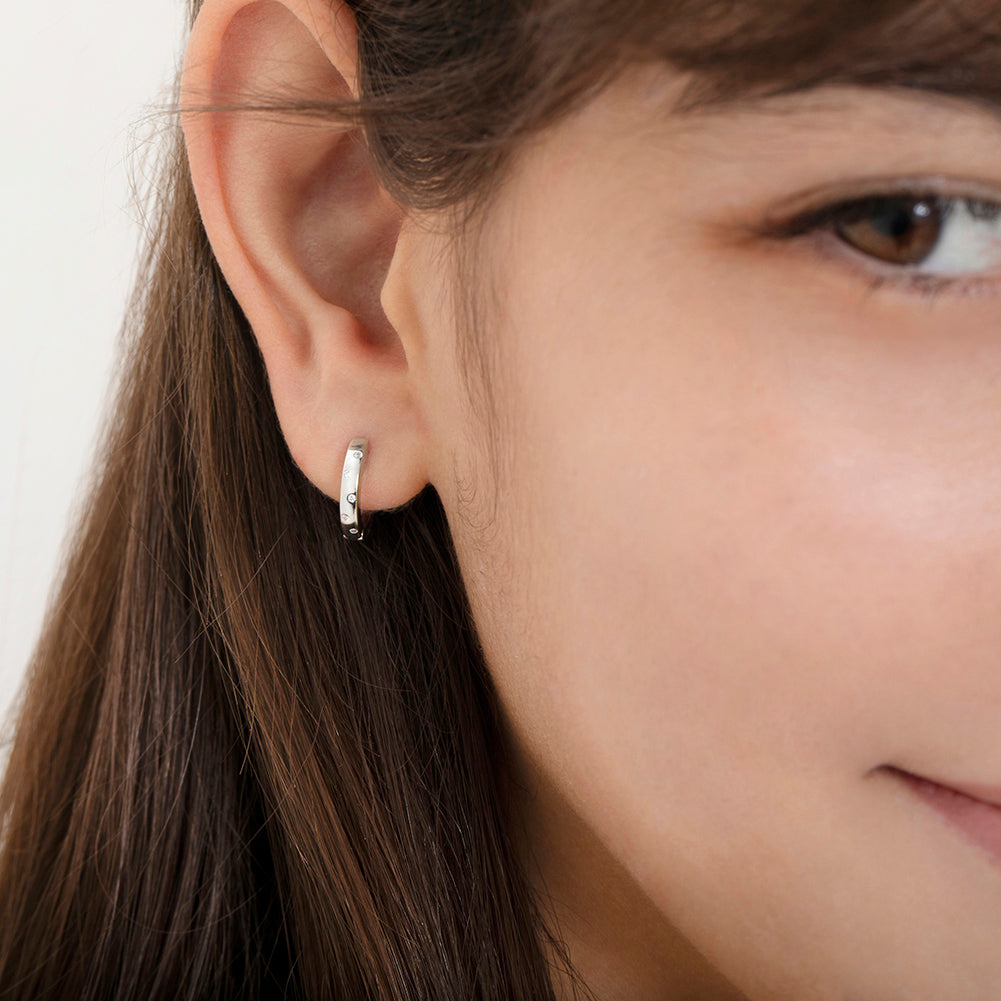 Staggered Gems Hoop Earrings
