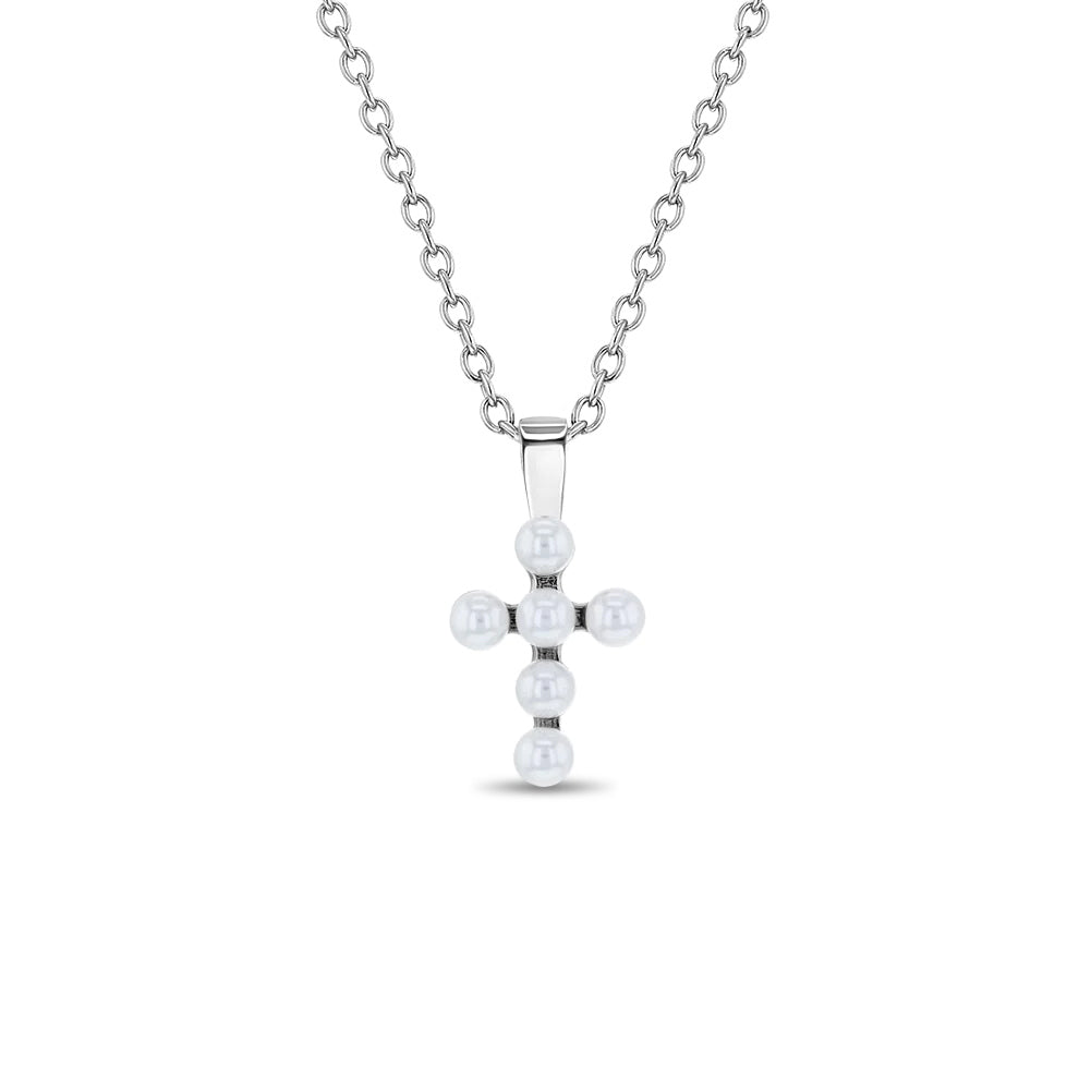 Tiny Pearl Cross Toddler Pendant Necklace