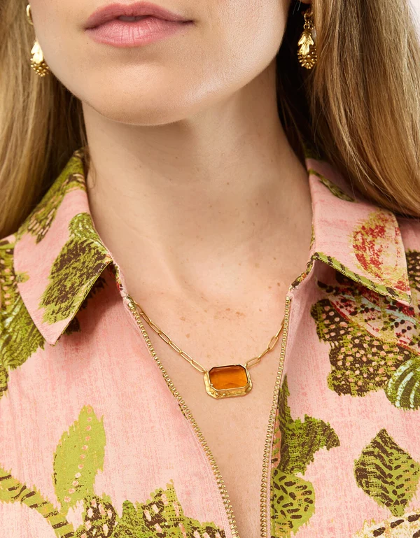 Marion Rectangle Necklace 20" Topaz