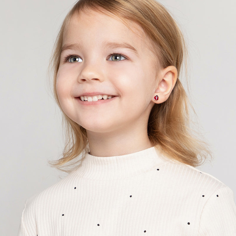 Adorable Enamel Ladybug Girl Earrings