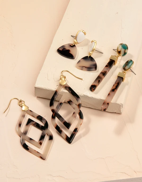 Deco Drama Earrings White Tortoise