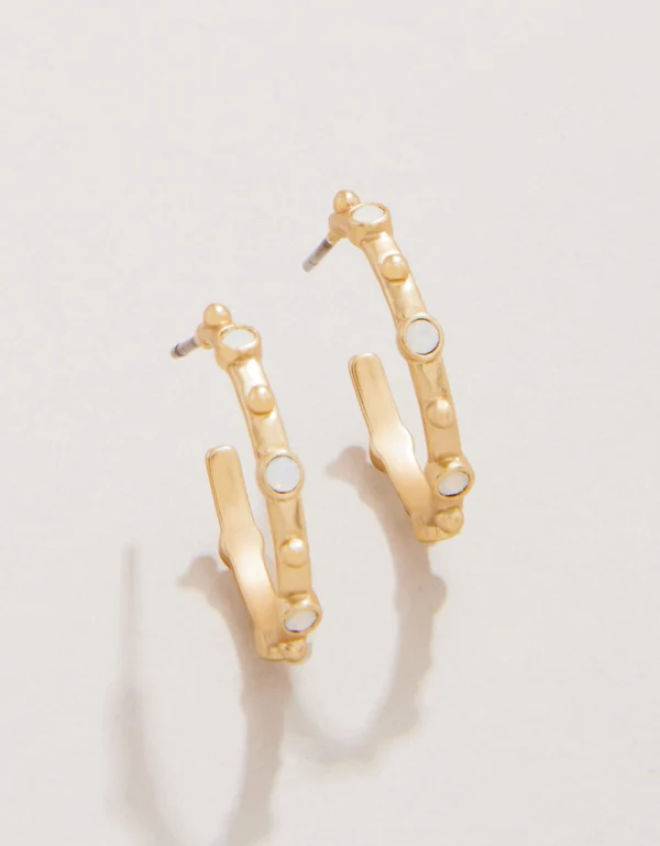 Bristol Hoop Earrings 20mm White Opal