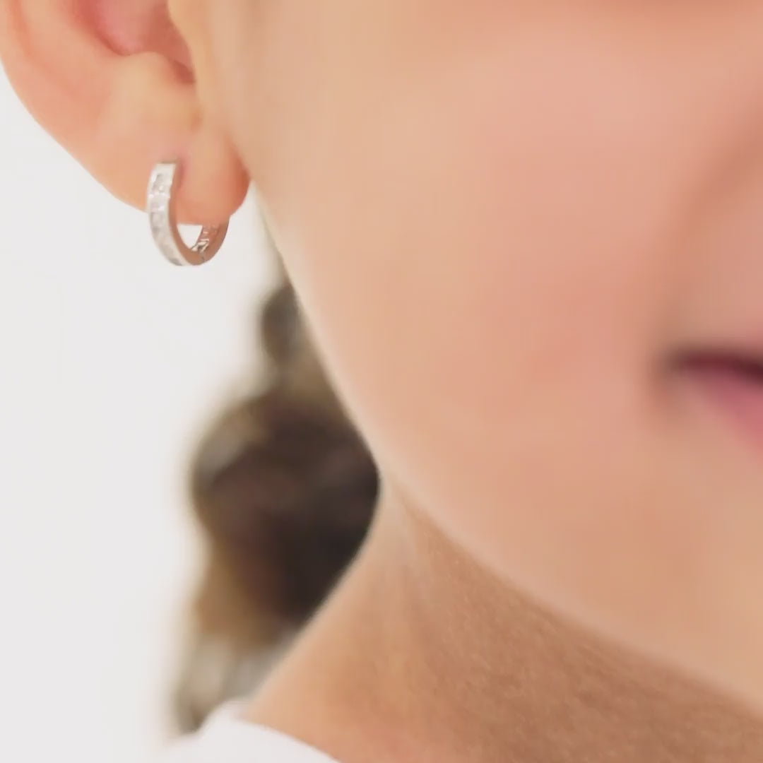 Small Channel Set CZ Hoop Earrings